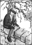 boy on wall image